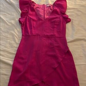 TCEC Pink Ruffle Sleeve Mini Dress